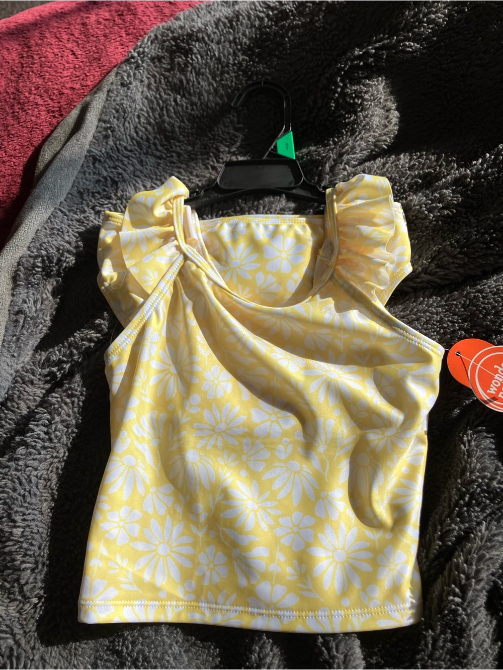 wonder nation Yellow Floral Daisy Ruffle Tank Top